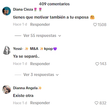 Captura de pantalla de tres comentarios de usuarios en una red social con nombres de perfil y cifras de reacciones