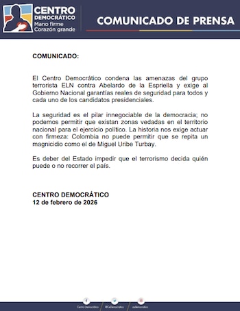 El Centro Democrático exige al