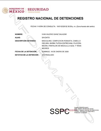 Ficha de detención de "El