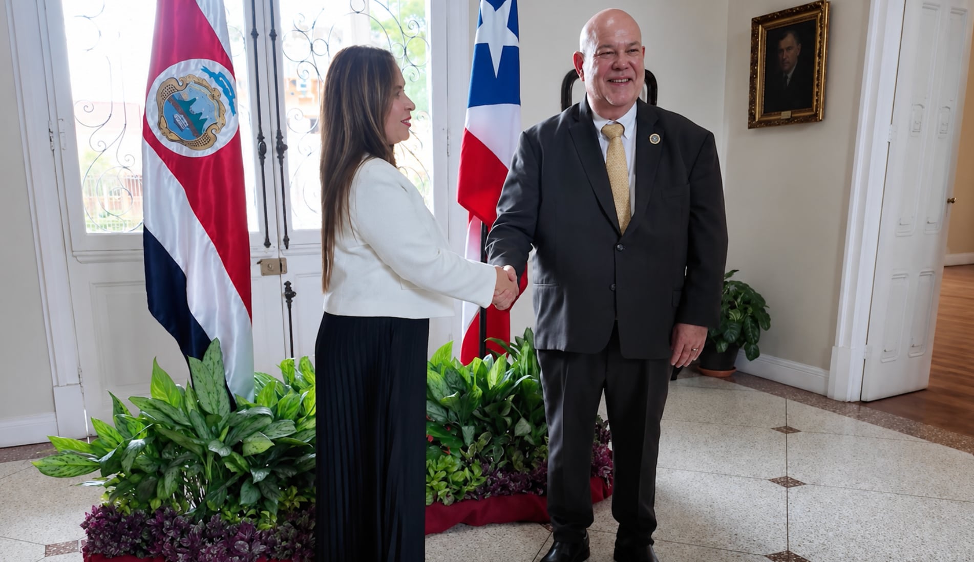 La presidenta de la Asamblea Legislativa, Yara Jiménez, abordó con su homólogo puertorriqueño temas relacionados con seguridad, narcotráfico, crimen organizado y migración. Crédito: Asamblea Legislativa