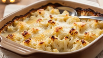 Receta de coliflor gratinada con salsa blanca al horno, rápida y fácil