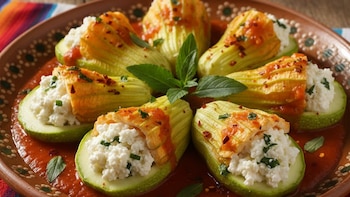 Calabacitas rellenas de requesón y
