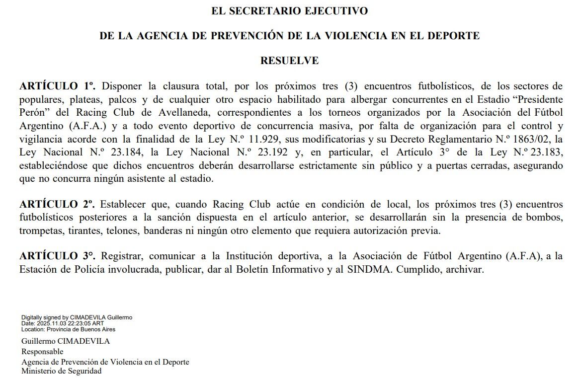 La dura sanción de la Aprevide contra Racing por el recibimiento pirotécnico frente a Flamengo por la Copa Libertadores