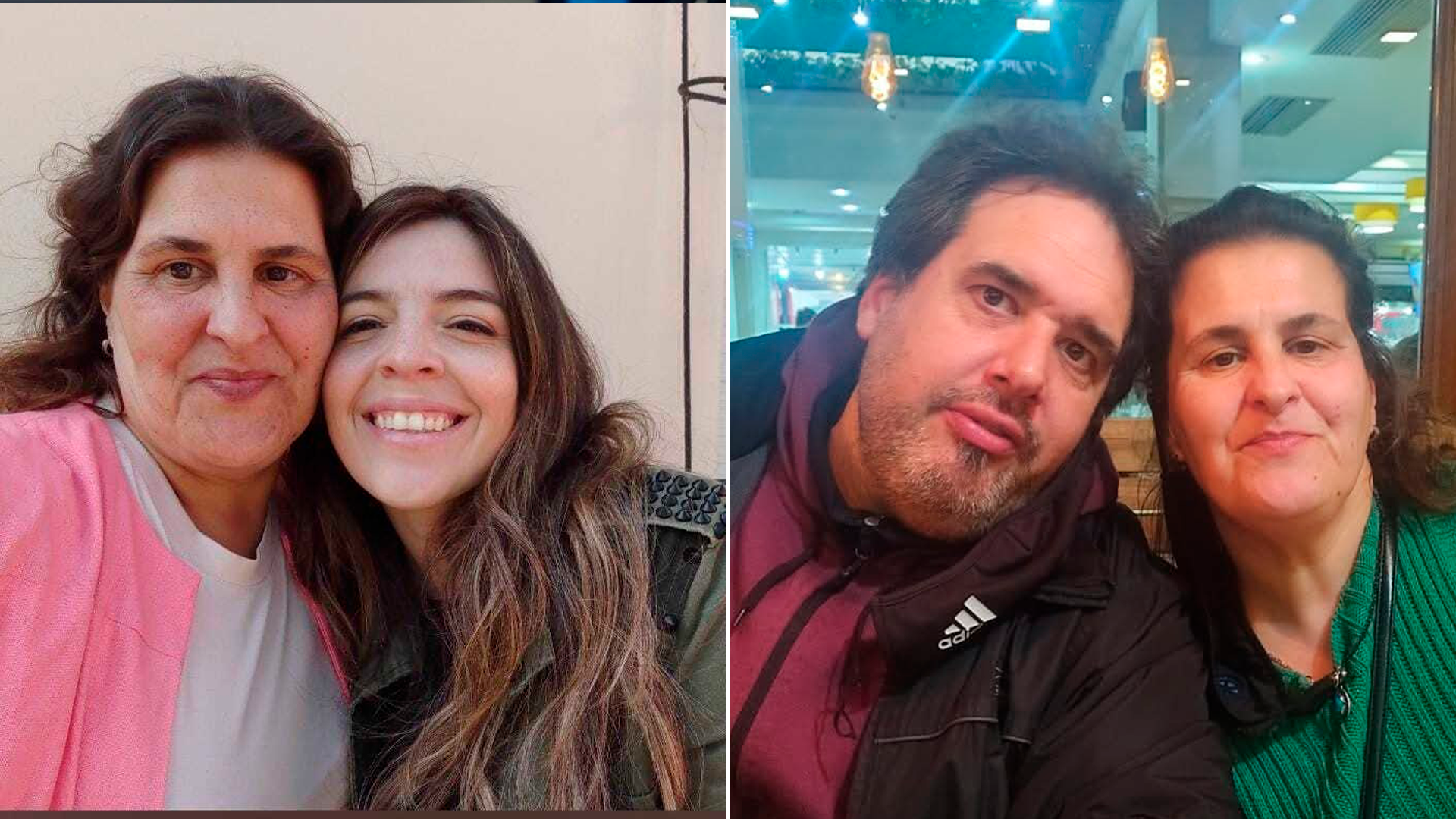 Ana Lía en la actualidad con Dalma Maradona y, en la otra foto, con su hermano Martín,