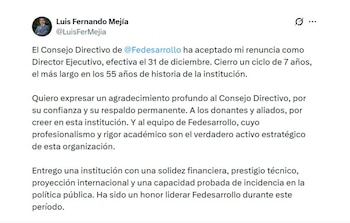Luis Fernando Mejía agradeció al