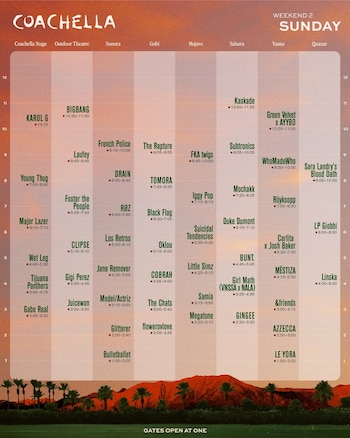 El festival modificó los horarios para la segunda presentación de Karol G, que será el domingo 19 de abril a las 10:10 p.m. hora California (12:10 a.m. en Colombia) - crédito @coachella / Instagram