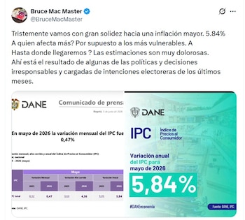Bruce Mac Master, presidente de la Andi, dijo que la inflación afecta a los más vulnerables - crédito @BruceMacMaster/X