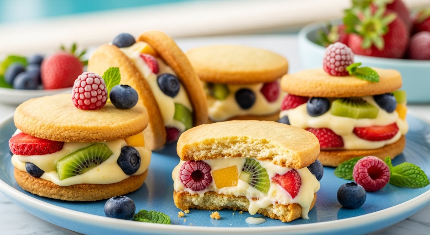 La receta de galletas de hielo combina crema batida y fruta fresca para crear una textura suave ideal como antojo o postre familiar. - (Imagen Ilustrativa Infobae)