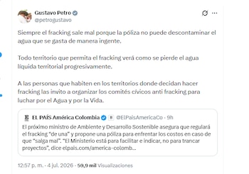 O presidente Gustavo Petro rejeitou a posição de Fabio Arjona sobre o fracking - crédito @petrogustavo/X