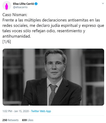 Elisa Carrió escribió un hilo