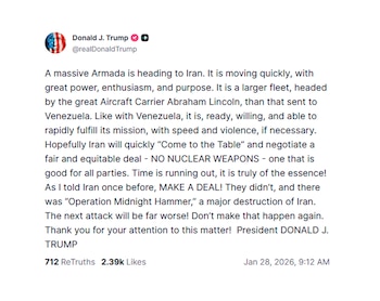 El mensaje publicado por Trump