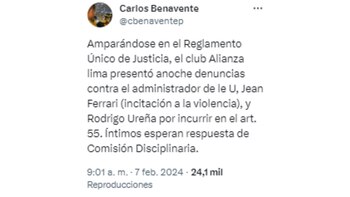 Alianza Lima presentó denuncia contra