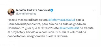 Jennifer Pedraza cuestionó el retraso