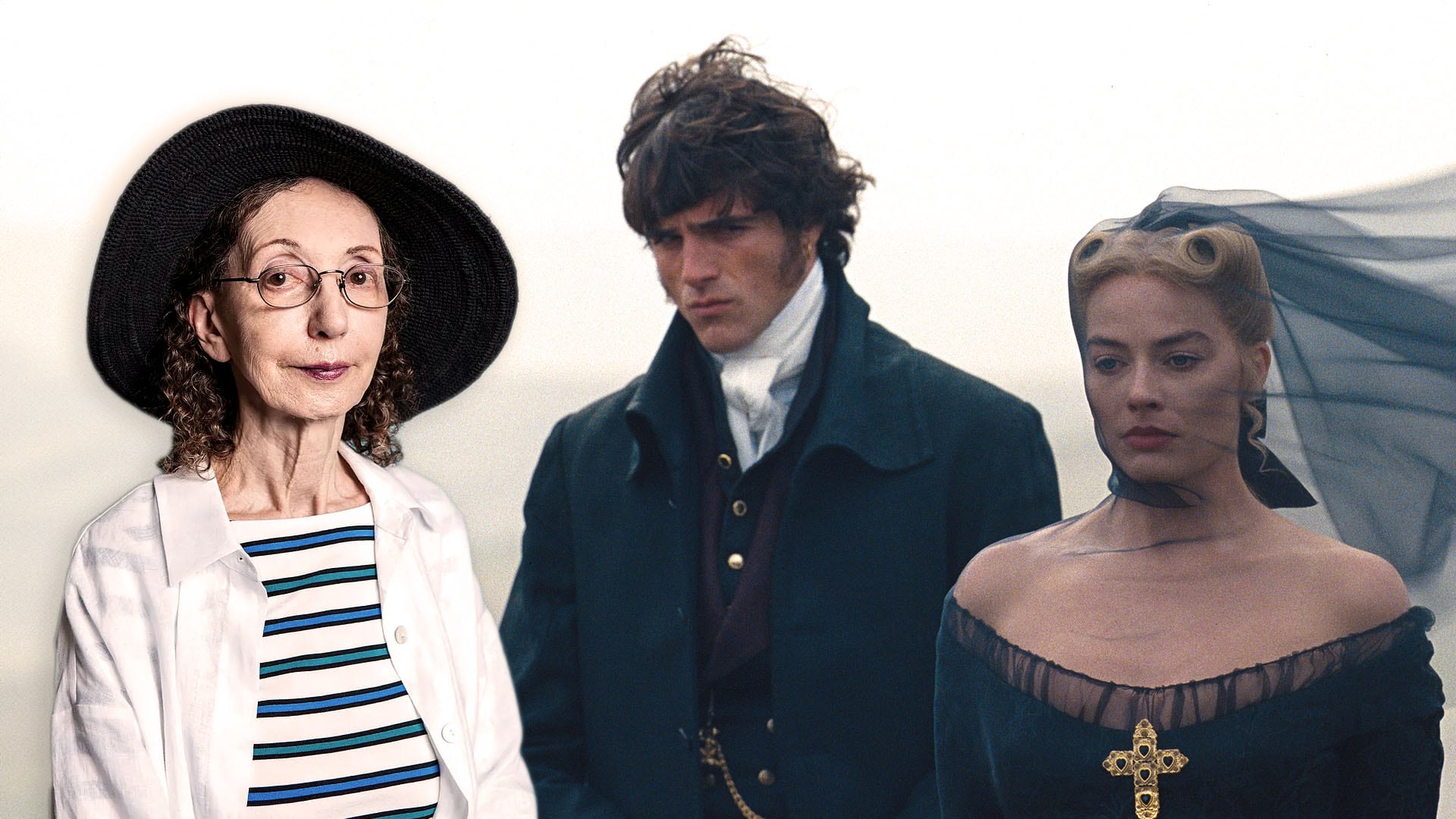 Joyce Carol Oates y los personajes de la película. La escritora dice que la literatura del siglo XIX conlleva otra complejidad.