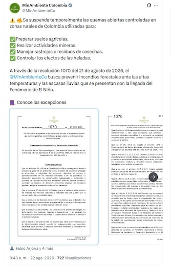 crédito @MinAmbienteCo/X