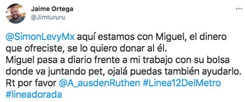 Ortega decidió donar a Miguel la recompensa ofrecida por Simón Levy (Foto: Twitter@Jimtururu)