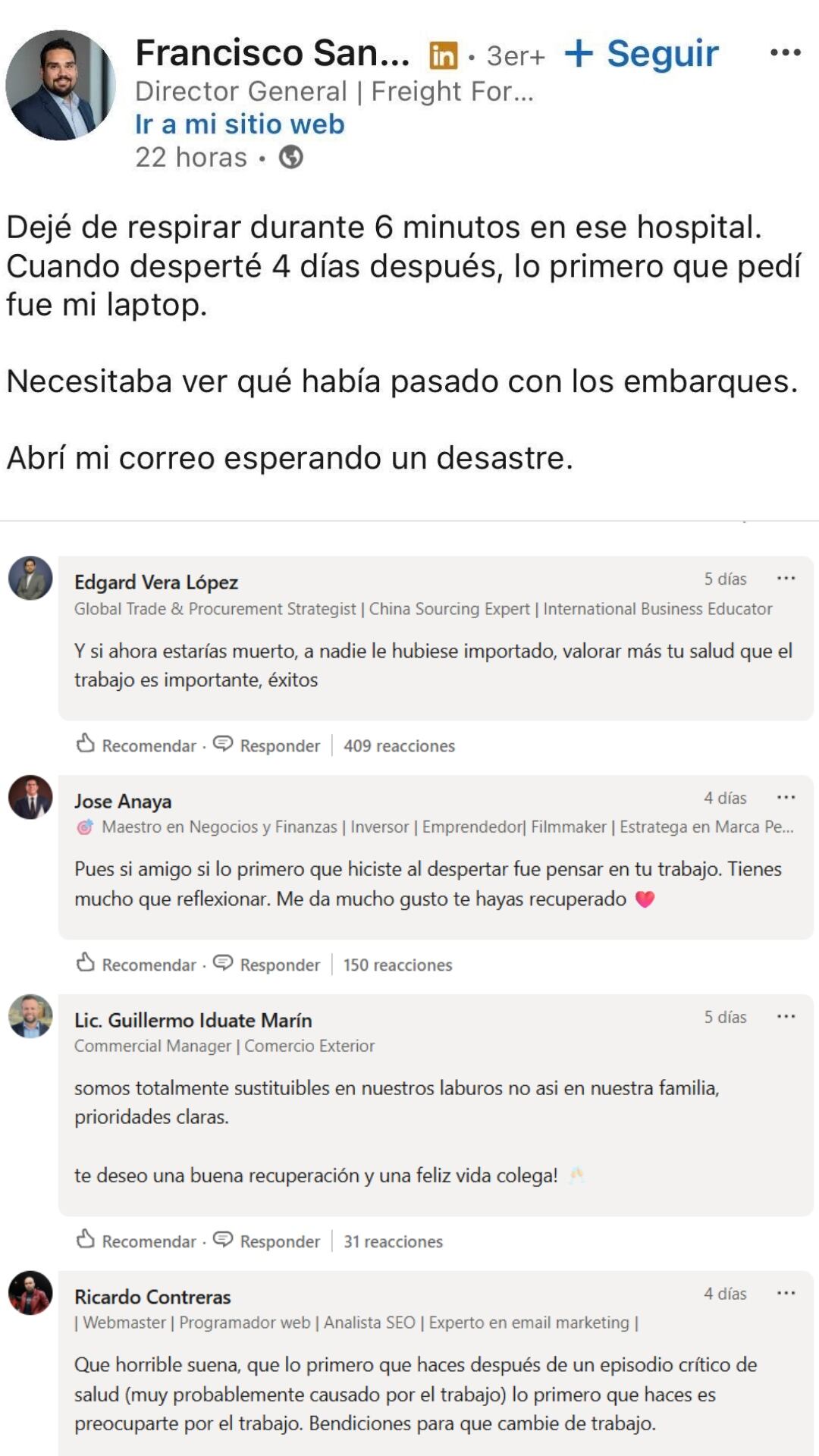 La conversación, lejos de centrarse en la lealtad de un equipo de trabajo, fue analizada como un síntoma preocupante de la cultura laboral actual. (Captura de pantalla, LinkedIn)