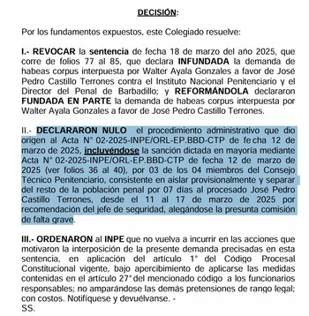 Sentencia a favor de Pedro