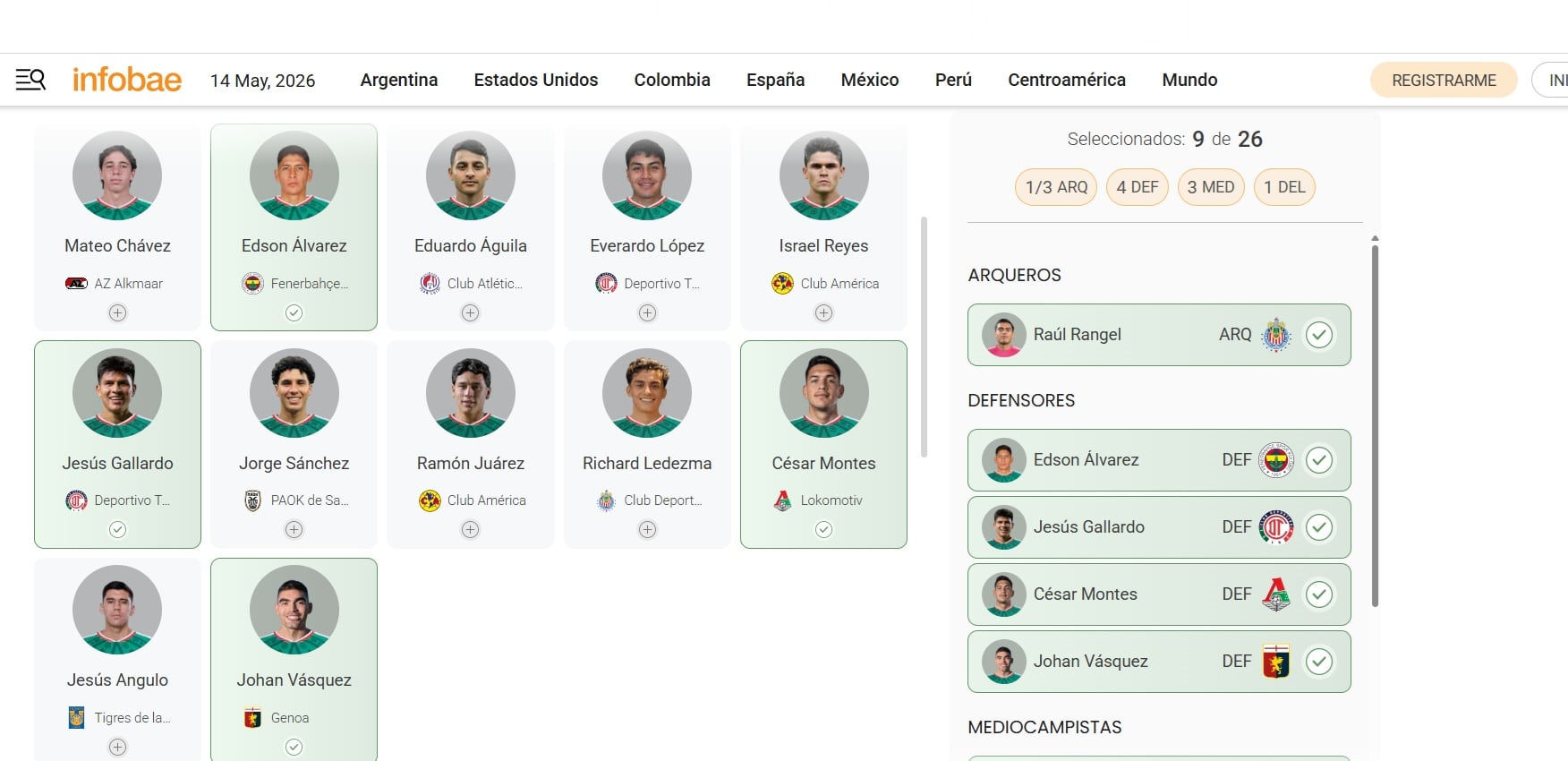 Así puedes armar tu convocatoria ideal para el Mundial 2026 (Infobae México)