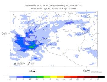 Imagen 3: Hidroestimador de las últimas tres horas.