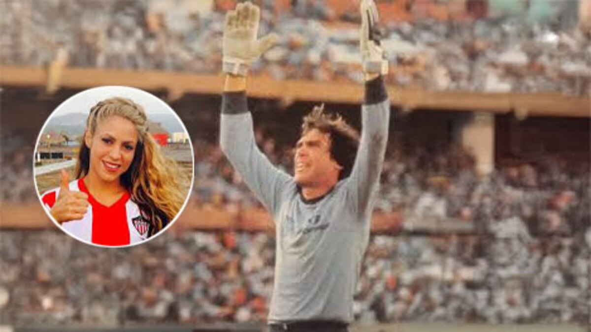Shakira cheering at a Junior FC match