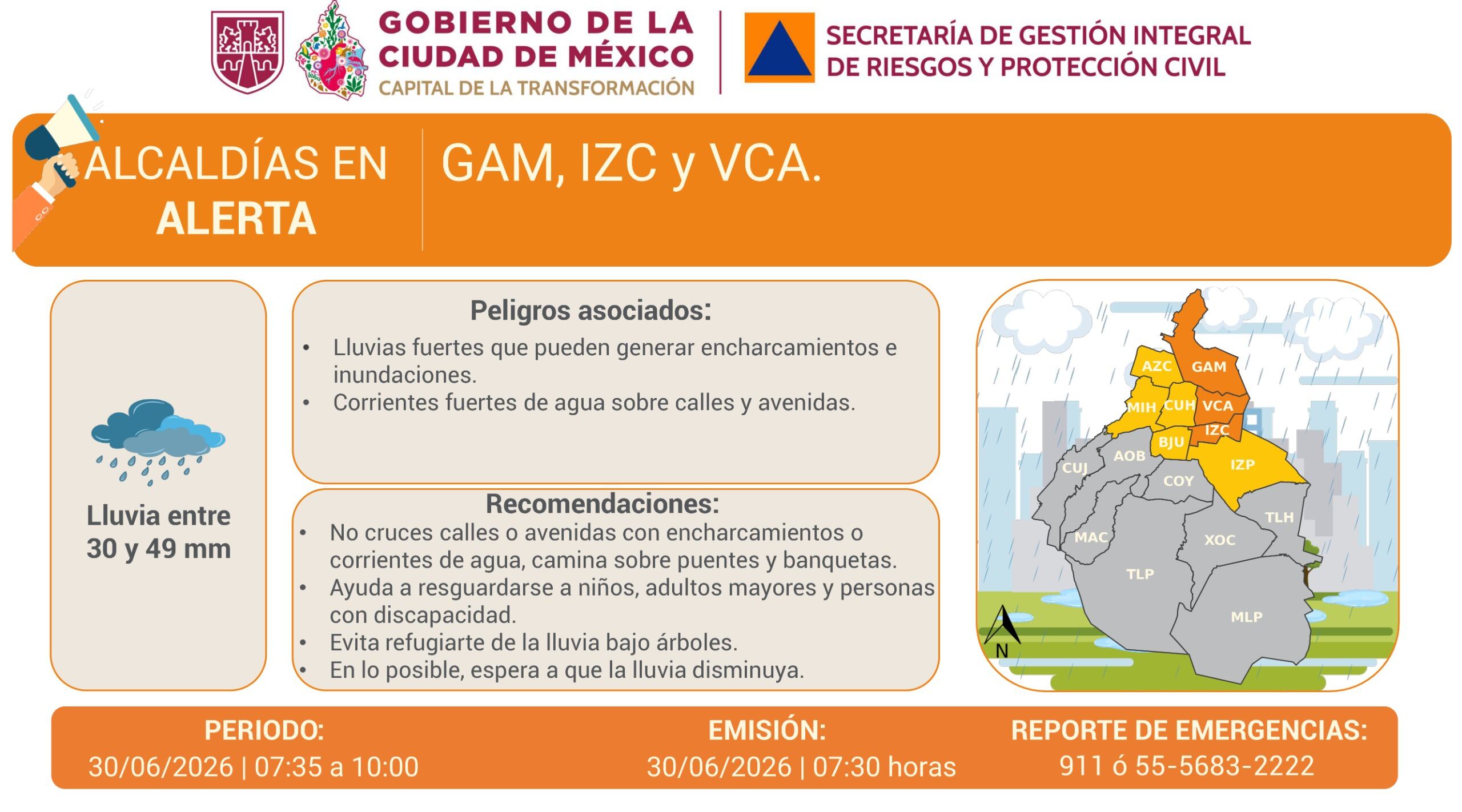 Activan Alerta Naranja por persistencia de lluvias fuertes para la mañana de este martes. (redes sociales)