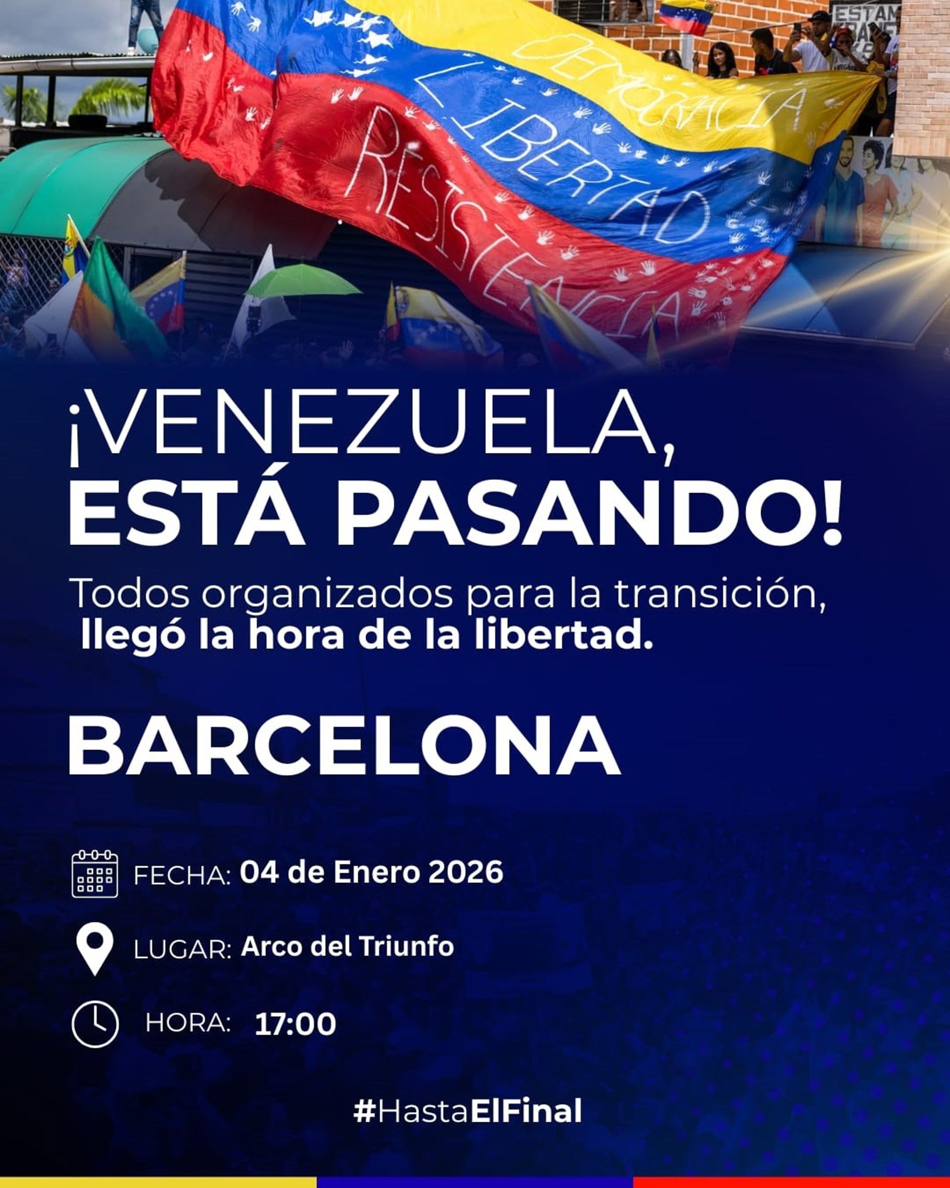 Casi 1.000 personas se concentran en Barcelona contra Maduro y en apoyo a su captura