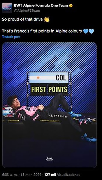 "Primeros puntos", dice el cartel