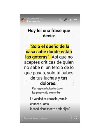 El mensaje de apoyo de