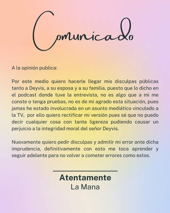 ‘La Mana’ pidió disculpas a