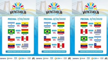 Fixture de la fase de grupos del Campeonato Sudamericano de vóley 2026.