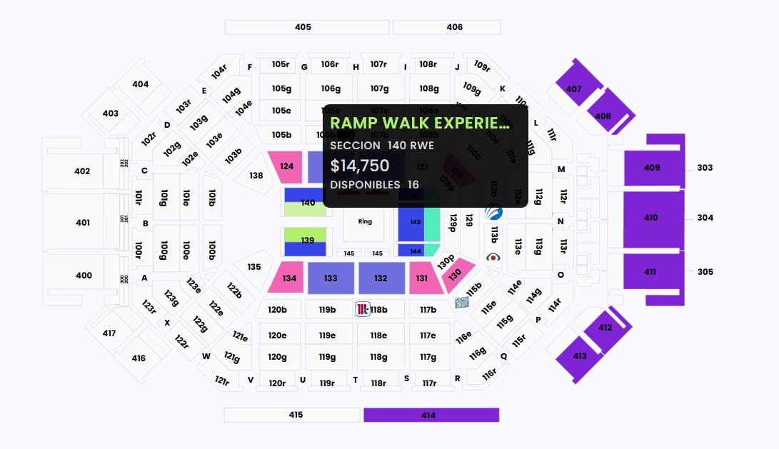 Lugares disponibles en la Arena Monterrey para el WWE Supershow