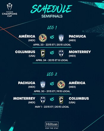 Horarios oficiales para las semifinales