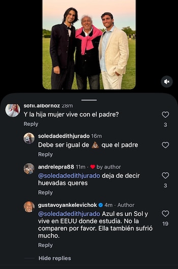 Gustavo Yankelevich defendió a su nieta Azul Giordano en redes sociales tras las comparaciones con su padre Darío Giordano