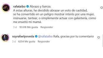 Rafa Taibo apoyó a Rafael Poveda con un comentario - crédito @soyrafaelpoveda/IG
