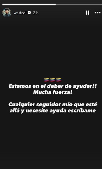 Westcol, Chabe y Mariam Obregón convierten sus redes en una cadena de apoyo para Venezuela - crédito @westcol/IG