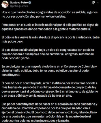 Gustavo Petro reiteró su intención