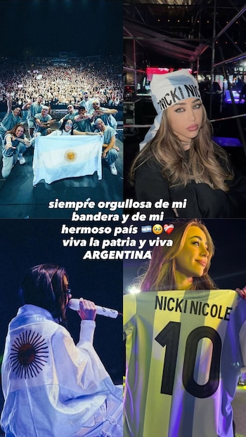 Nicki Nicole se mostró orgullosa de ser argentina a través de un posteo en sus historias de Instagram