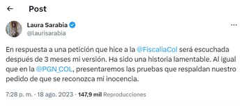 Laura Sarabia comentó que no