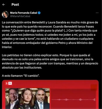 María Fernanda Cabal lanzó dura