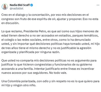 La senadora Nadia Blel comparÓ