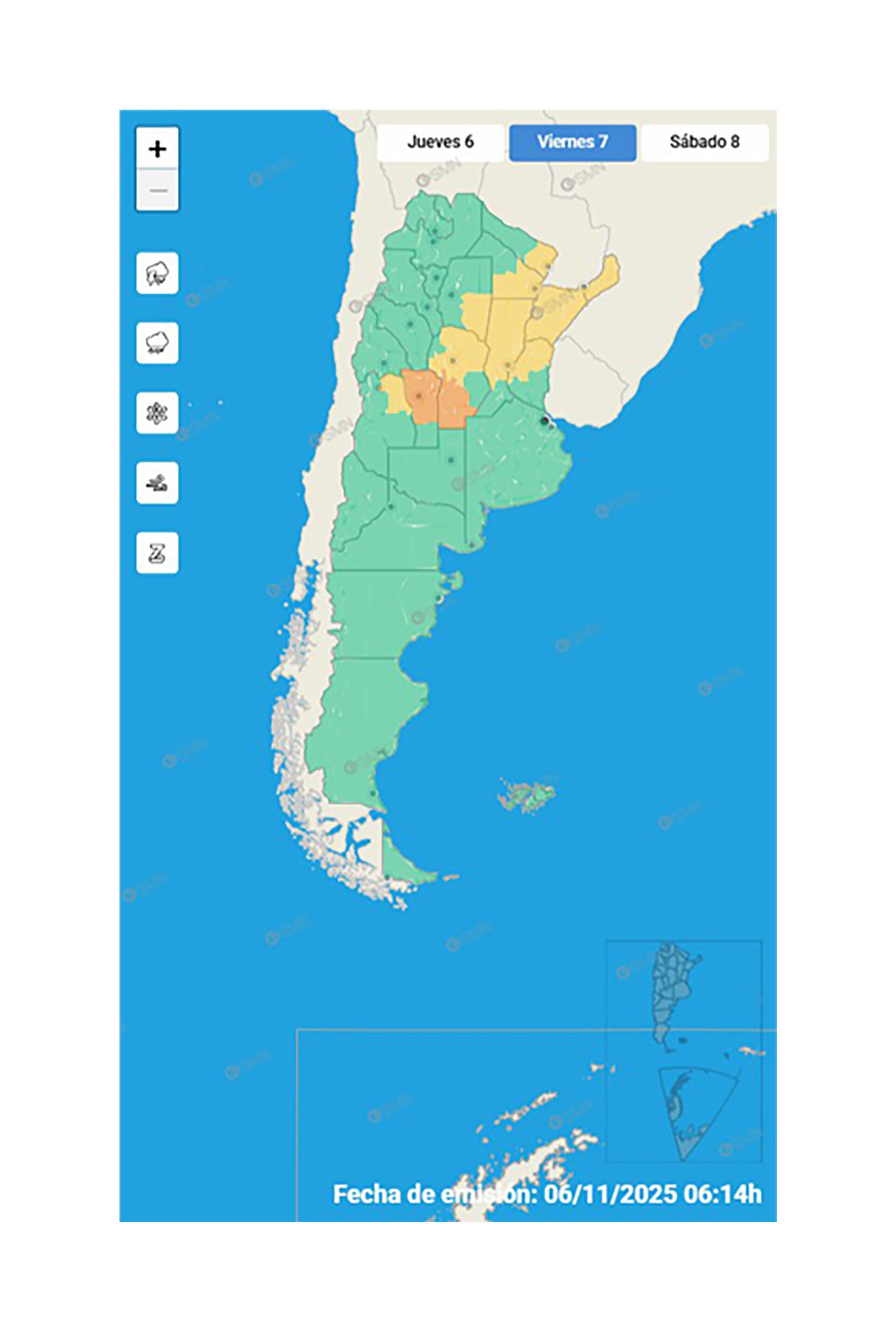 El frente tormentoso se trasladará hacia el noreste argentino.