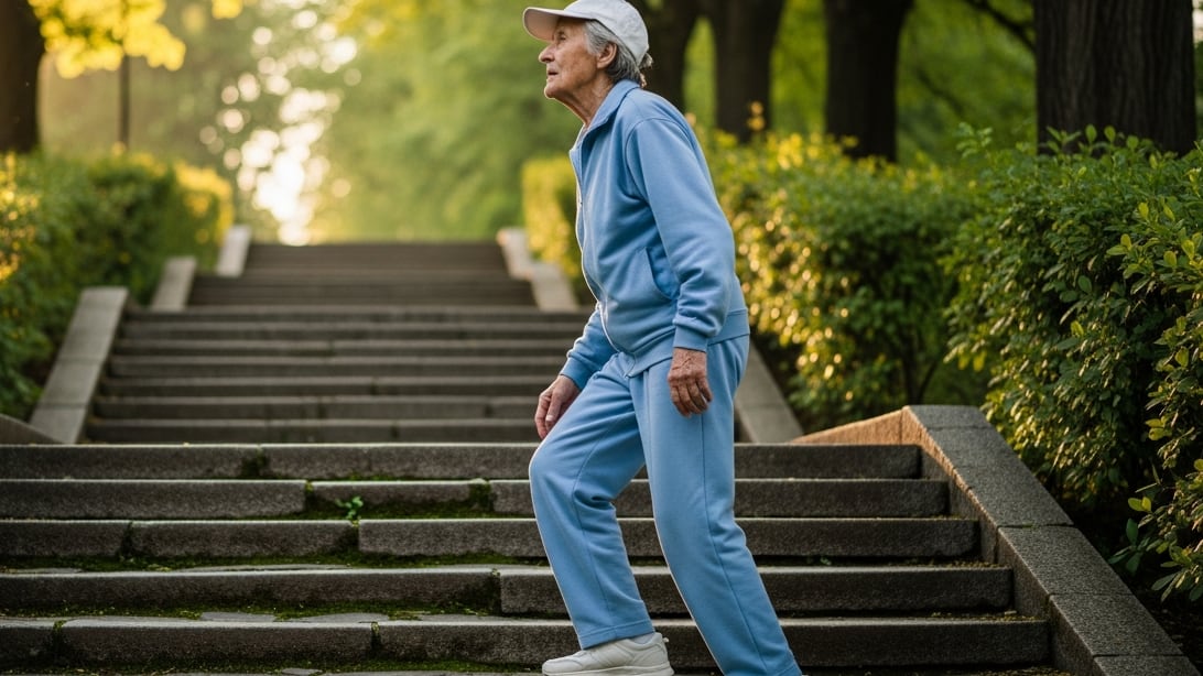 Subir escaleras refuerza la resistencia cardiorrespiratoria, la fuerza muscular y el equilibrio, en especial en adultos mayores (Imagen Ilustrativa Infobae)