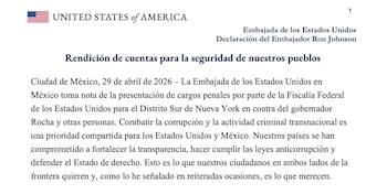 Este miércoles 29 de abril, el embajador Ronald Johnson emitió el comunicado. (Crédito: Embajada Estadounidense)