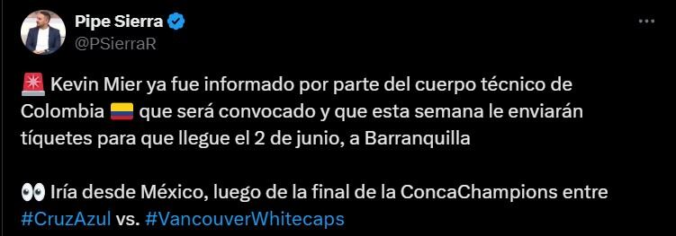 Después de mucho debate, tal parece que Kevin Mier se perfila como reemplazo de Camilo Vargas en la selección Colombia - crédito @PSierraR/X