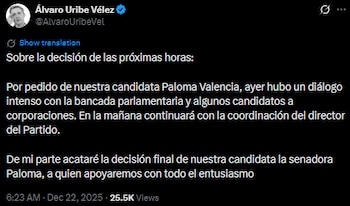 Expresidente Uribe que acatará la