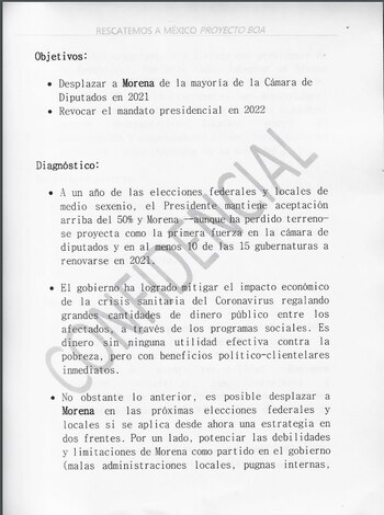 Parte del documento conspiracionista dado