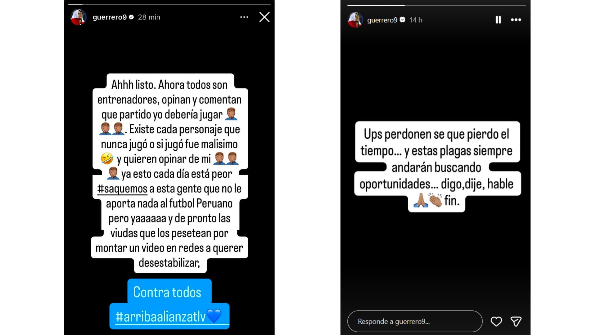 Los descargos de Paolo Guerrero sobre las críticas acerca de su actualidad en Alianza Lima. - capturas: Instagram Paolo Guerrero