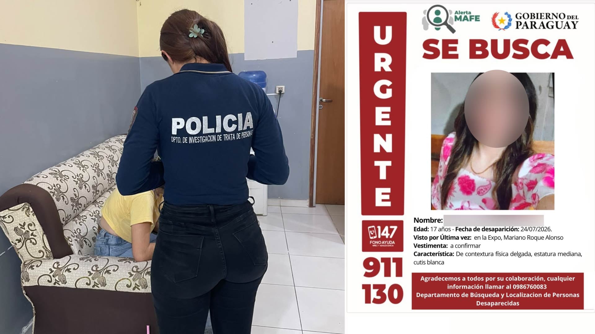 El momento en que rescataron a la menor/La Alerta MAFE difundida unos días antes