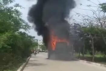 Bus incendiado en Barranquilla